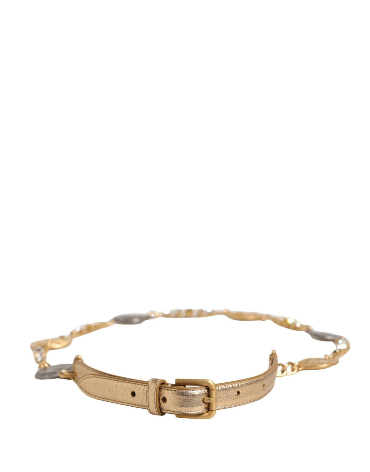 Dolce & Gabbana Gold Brass Chain Coin Embellished Belt