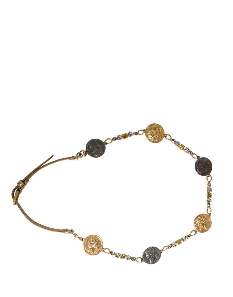 Dolce & Gabbana Gold Brass Chain Coin Embellished Belt