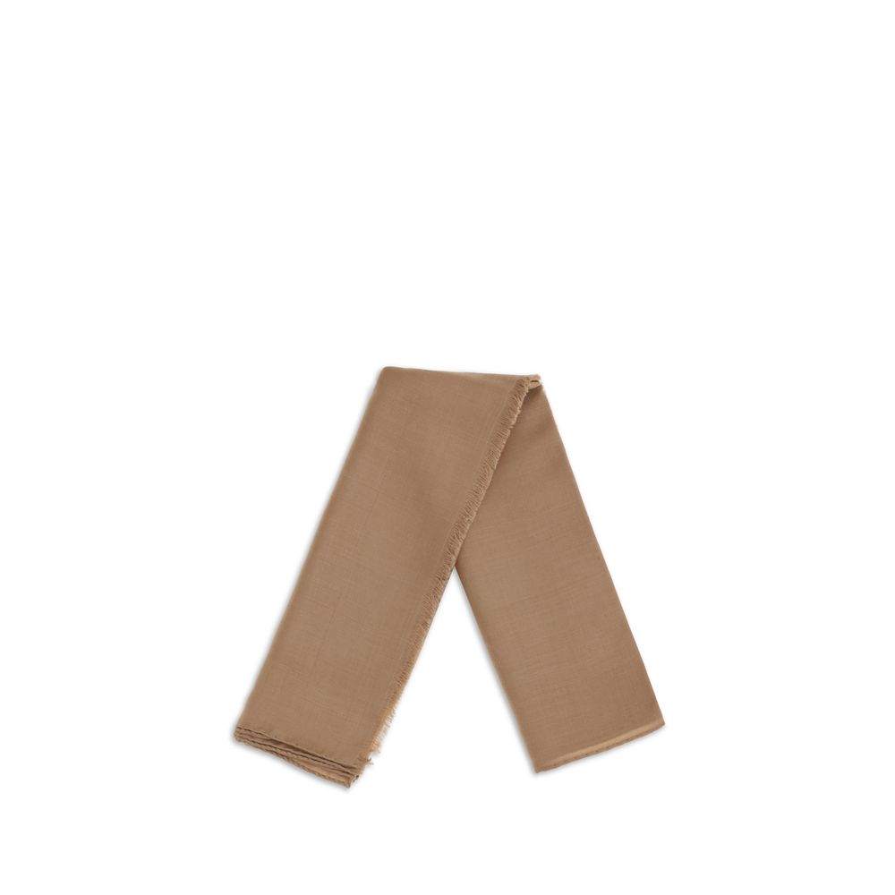 Max Mara Beige Silk Scarf - Elegant Fringed Accessory