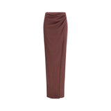 The Andamane Phoebe Brown Silk Midi Skirt - Elegant & Versatile