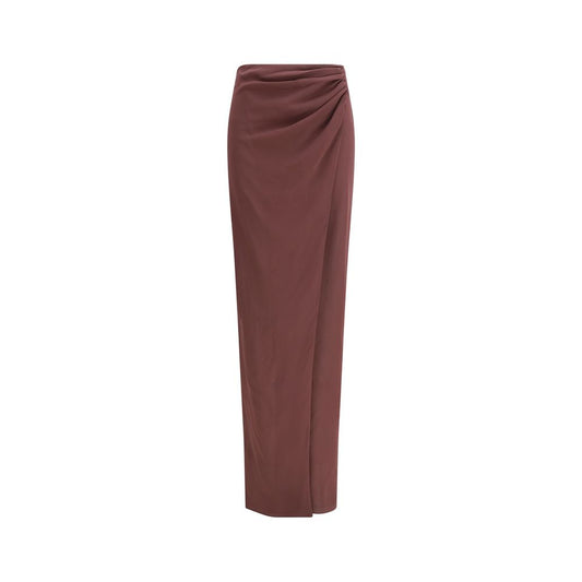 The Andamane Phoebe Brown Silk Midi Skirt - Elegant & Versatile