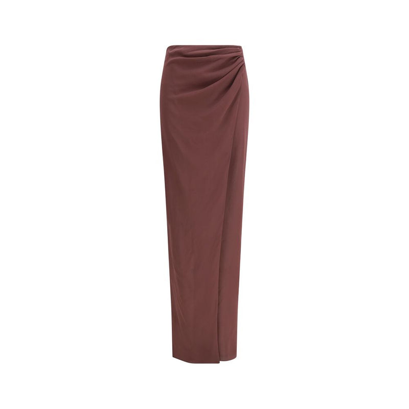 The Andamane Phoebe Brown Silk Midi Skirt