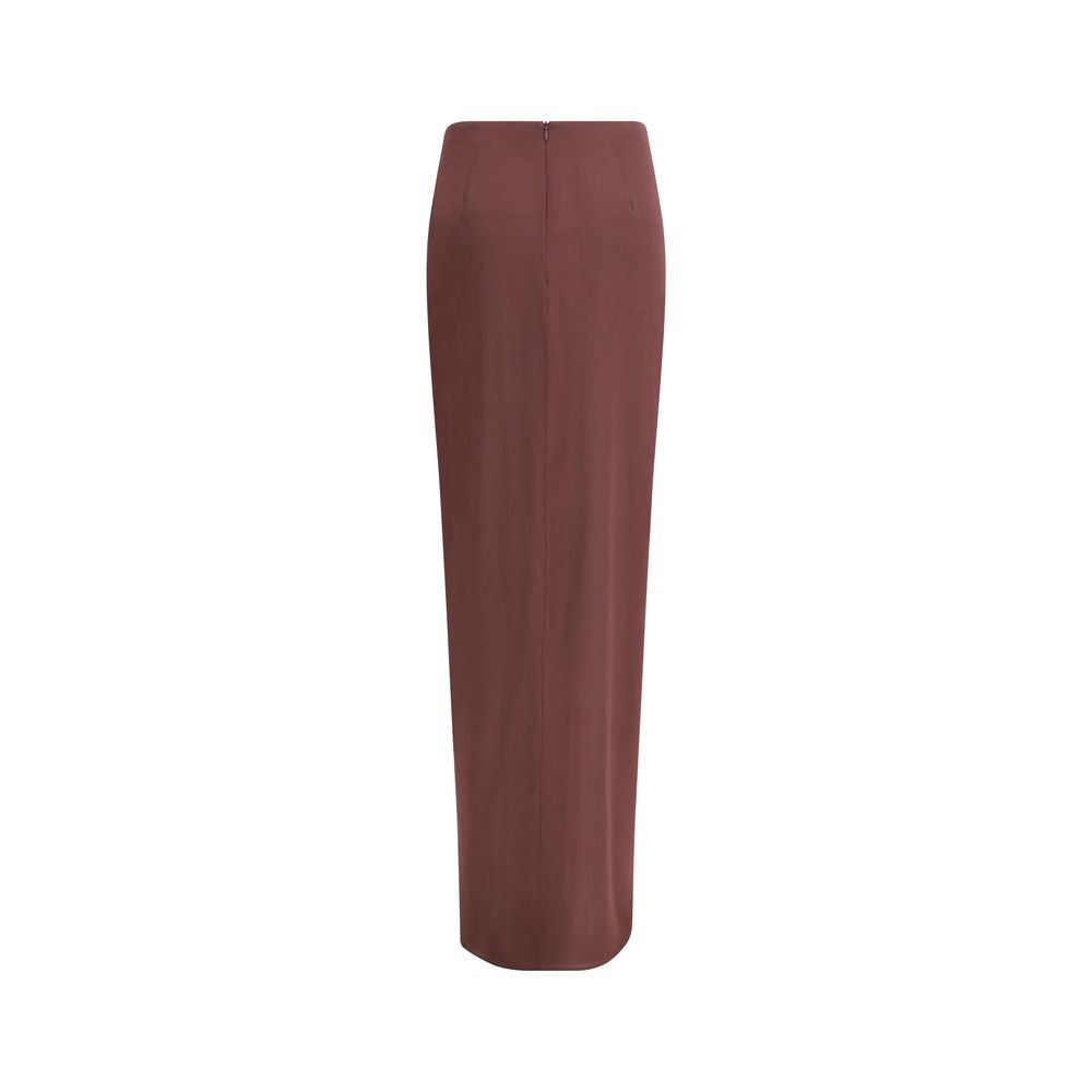 The Andamane Phoebe Brown Silk Midi Skirt - Elegant & Versatile