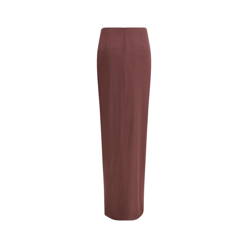 The Andamane Phoebe Brown Silk Midi Skirt