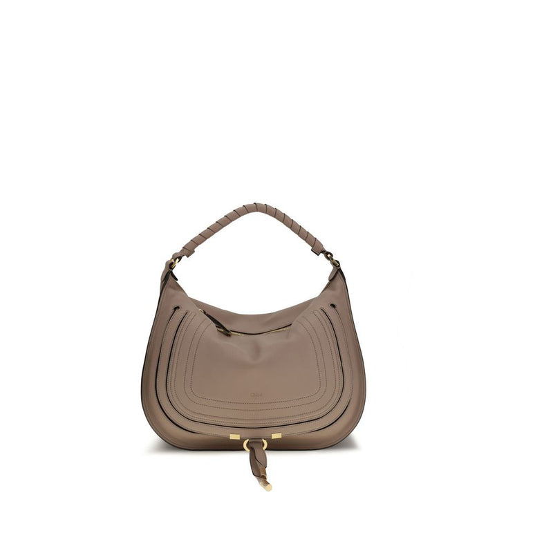 Chloé Beige Calf Leather Marcie Shoulder Bag