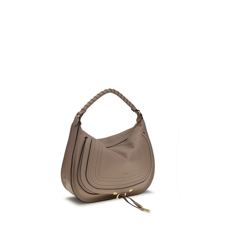 Chloé Beige Calf Leather Marcie Shoulder Bag