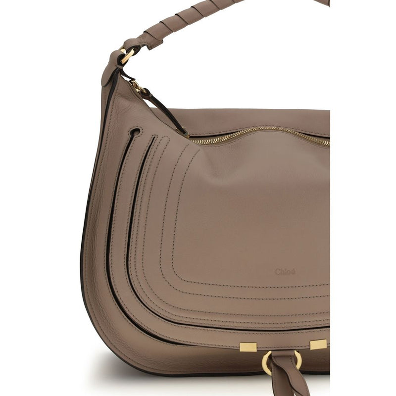 Chloé Beige Calf Leather Marcie Shoulder Bag