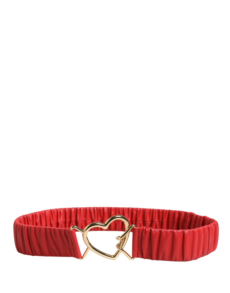 Dolce & Gabbana Red Leather Gold Heart Buckle Belt