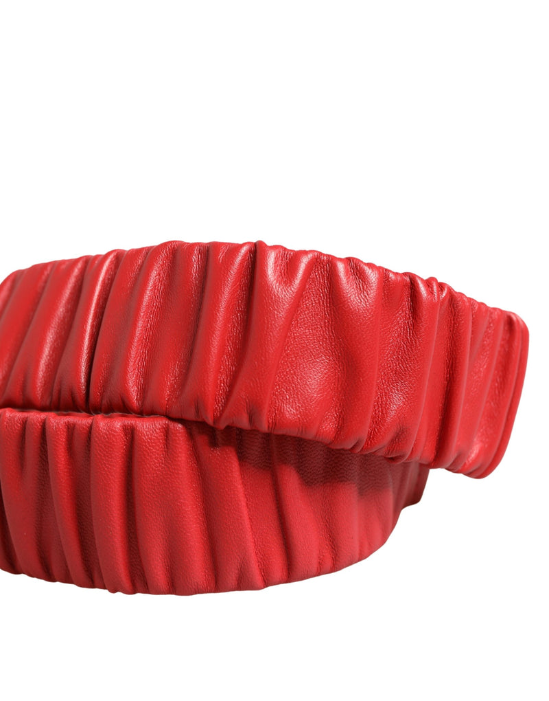 Dolce & Gabbana Red Leather Gold Heart Buckle Belt