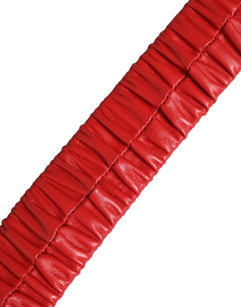 Dolce & Gabbana Red Leather Gold Heart Buckle Belt