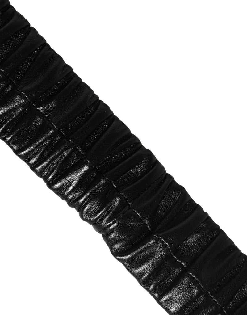 Dolce & Gabbana Ceinture en Cuir Noir avec Boucle Métallique Cœur Doré