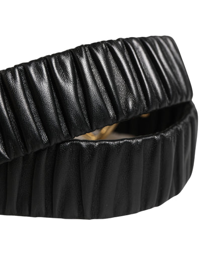 Dolce & Gabbana Black Leather Gold Heart Metal Buckle Belt
