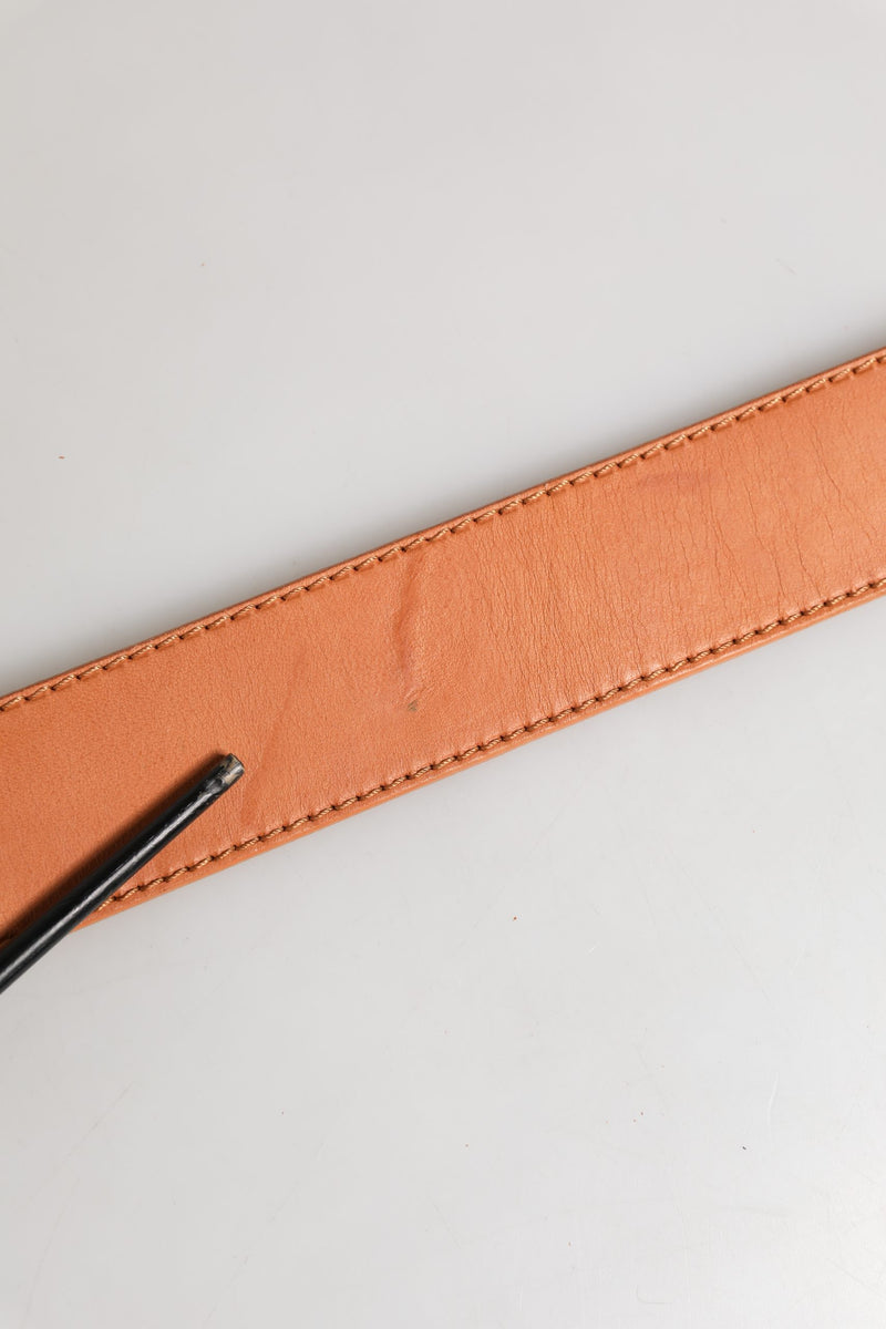GF Ferre Orange Leather Hexagon Metal Buckle Waist Belt for Women