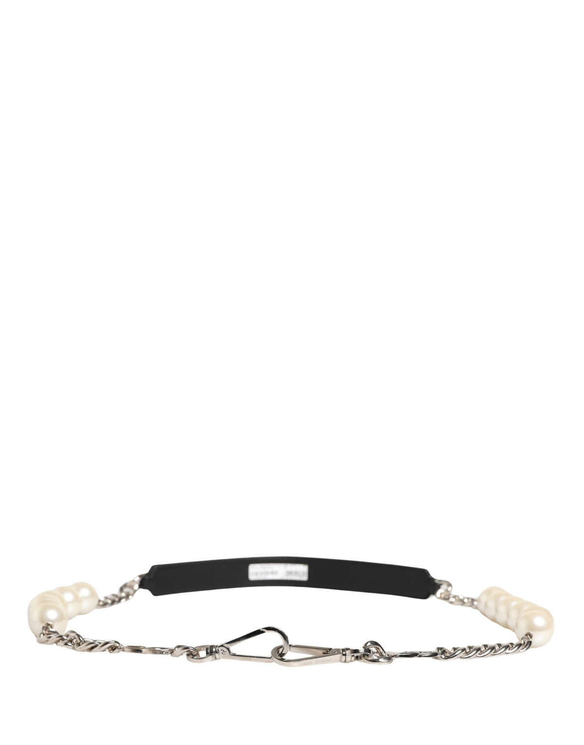 Dolce & Gabbana Black Leather Silver Chain Shoulder Strap