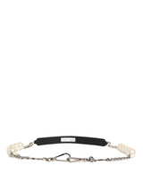 Dolce & Gabbana Black Leather Silver Chain Shoulder Strap