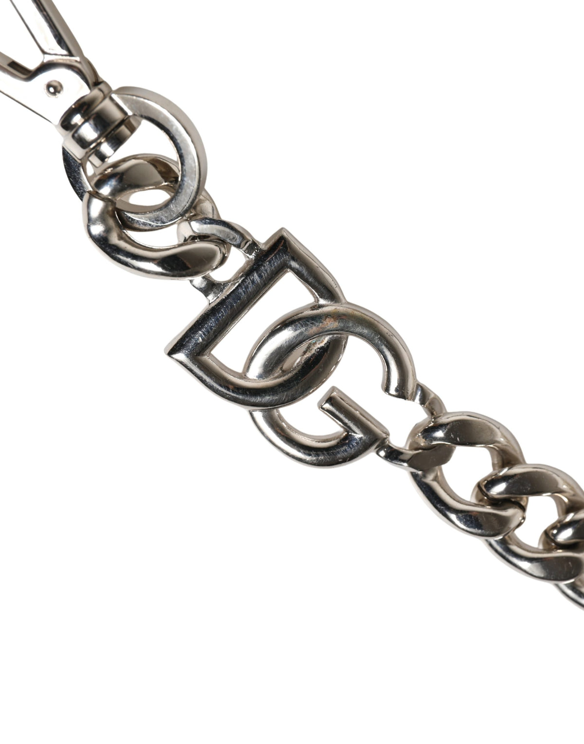 Dolce & Gabbana Black Leather Silver Chain Shoulder Strap