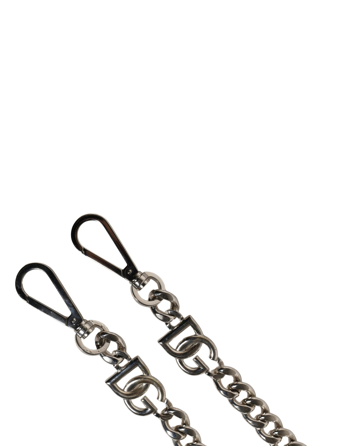 Dolce & Gabbana Black Leather Silver Chain Shoulder Strap