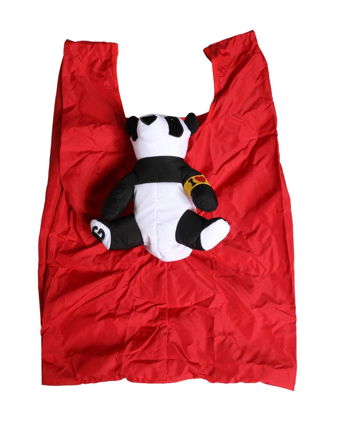 Sac cabas Dolce &amp; Gabbana pour homme, rouge, en polyester, avec peluche panda.