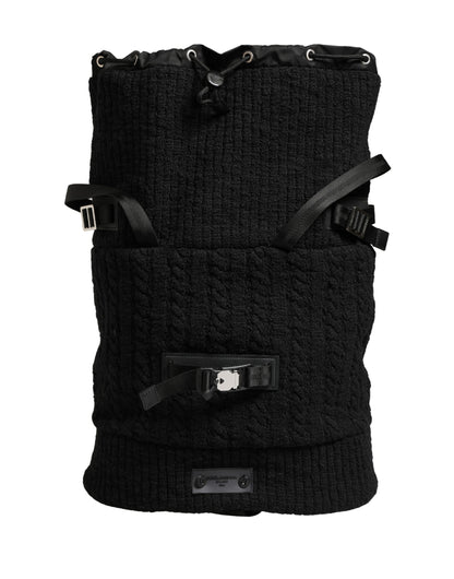 Dolce & Gabbana Zwart Tricot Wolmix Duffeltas Rugzak Reistas