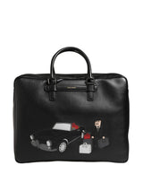 Sac week-end Dolce &amp; Gabbana en cuir noir avec applique « Car Man »
