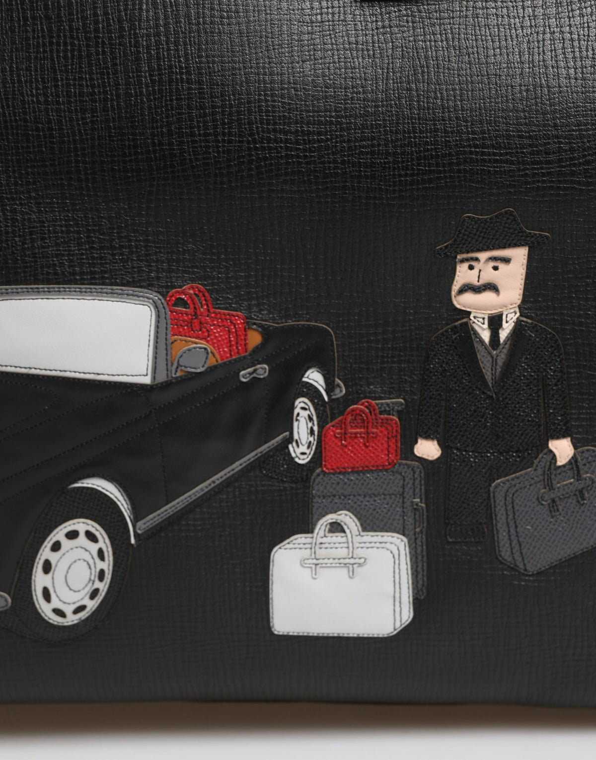 Sac week-end Dolce &amp; Gabbana en cuir noir avec applique « Car Man »