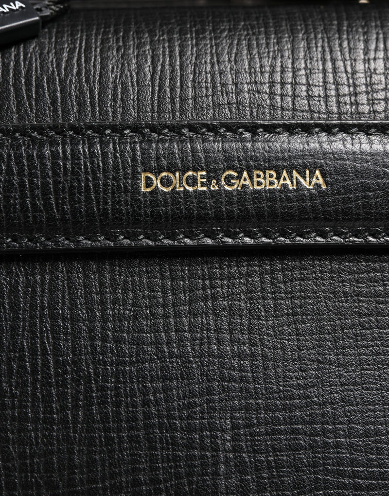 Sac week-end Dolce &amp; Gabbana en cuir noir avec applique « Car Man »