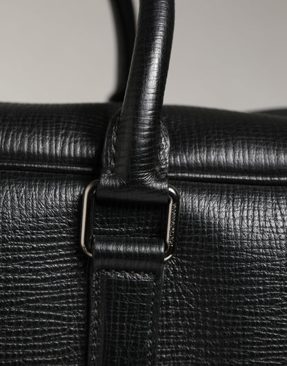 Sac week-end Dolce &amp; Gabbana en cuir noir avec applique « Car Man »