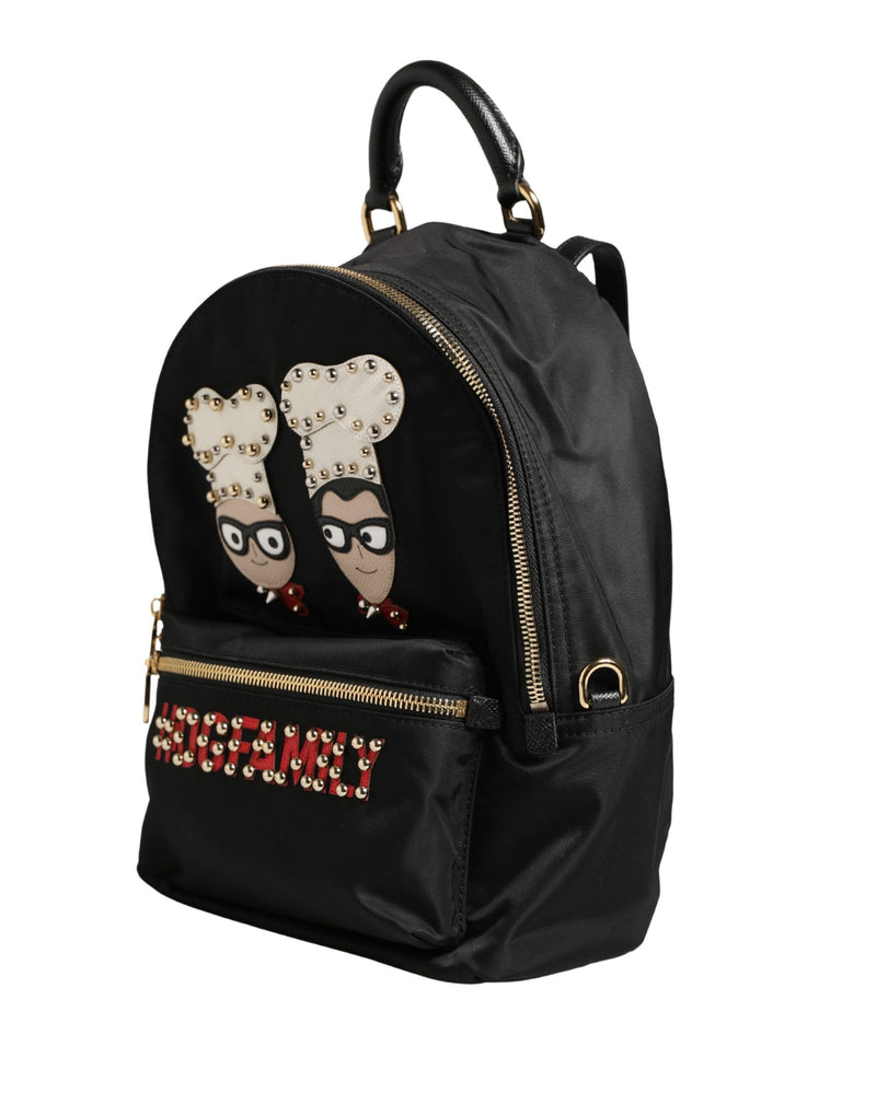 Dolce & Gabbana VULCANO Black Nylon #DGFAMILY Embellished Backpack