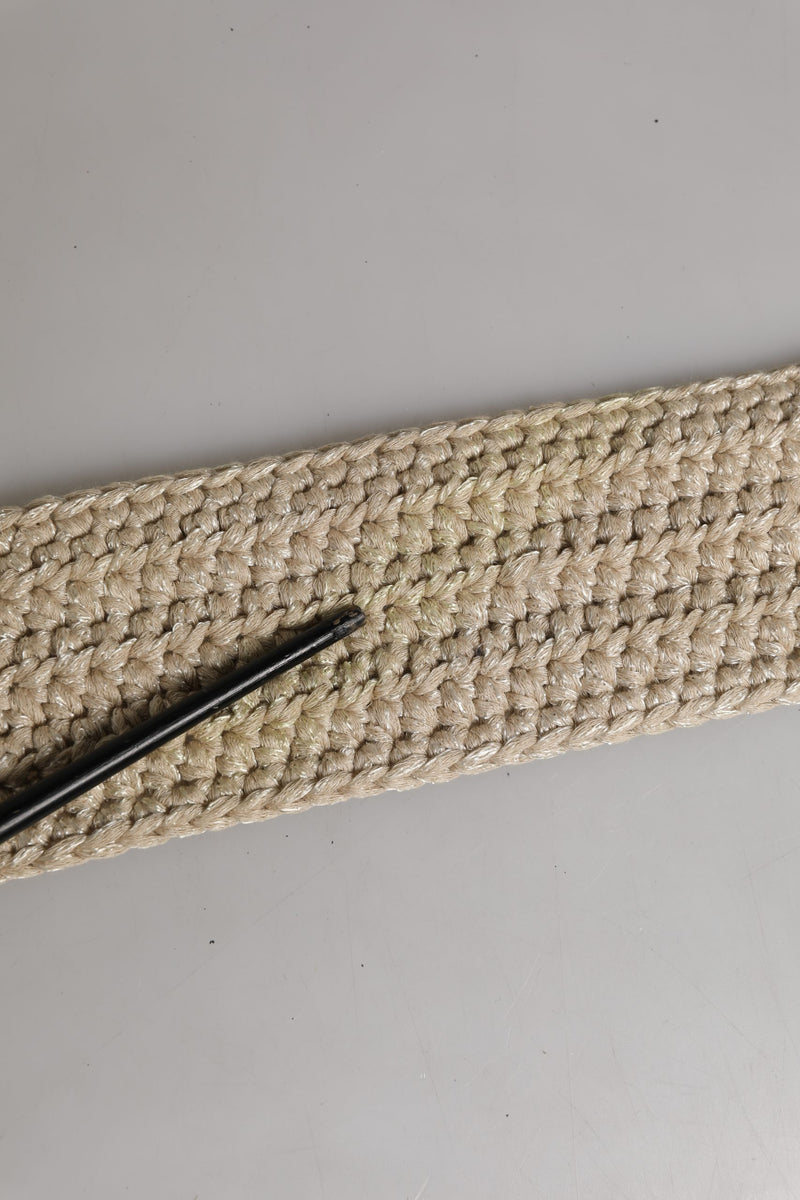 Ermanno Scervino Beige Woven Vintage Metal Buckle Waist Belt