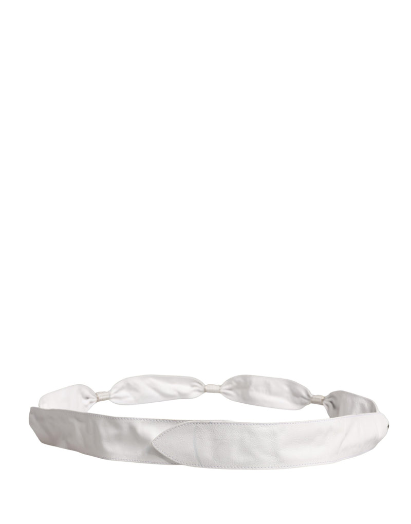 Orciani Women White Leather Embellished Wide Waist Cintura Belt