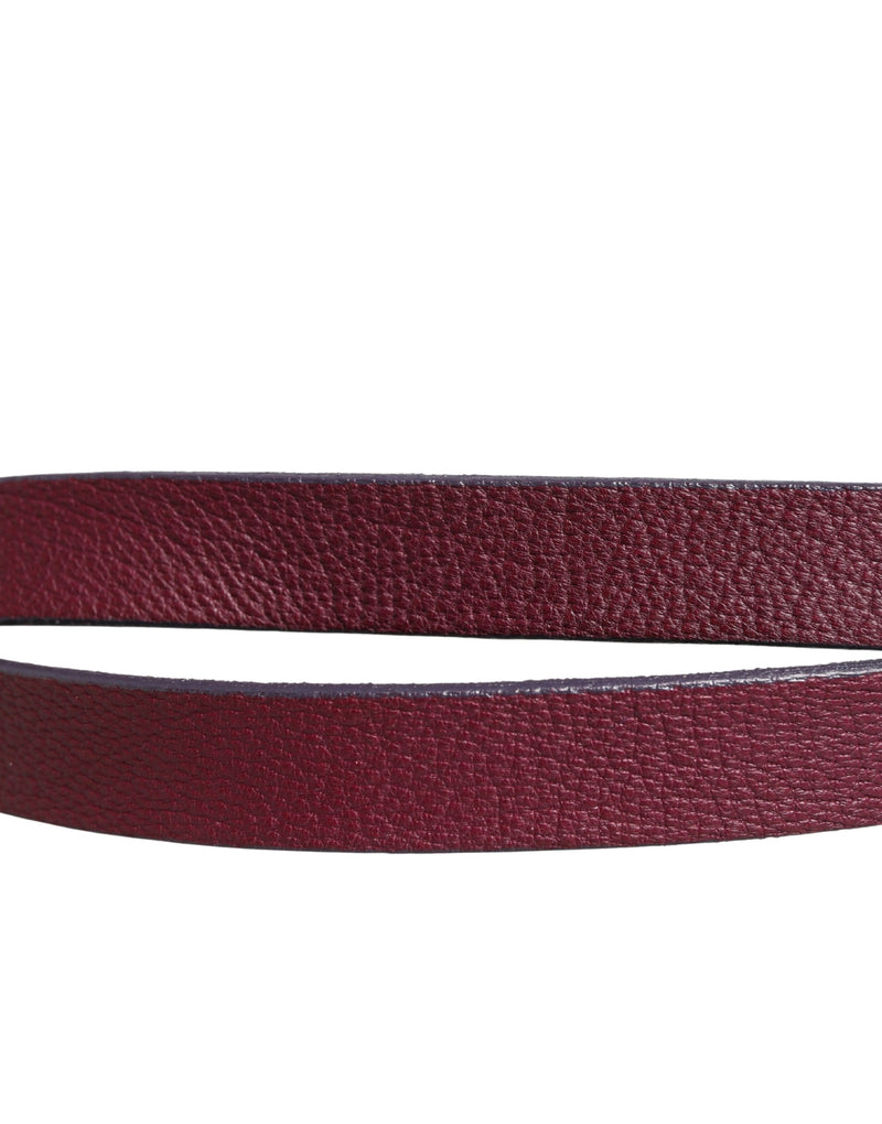 GF Ferre Maroon Leather Waist Belt with Silver Metal Buckle