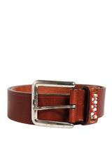 GF Ferre Bordeaux Wide Leather Waist Belt with Gold & Silver Buckle