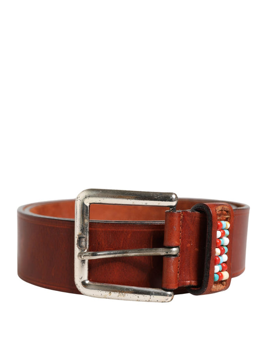 GF Ferre Bordeaux Wide Leather Waist Belt with Gold & Silver Buckle