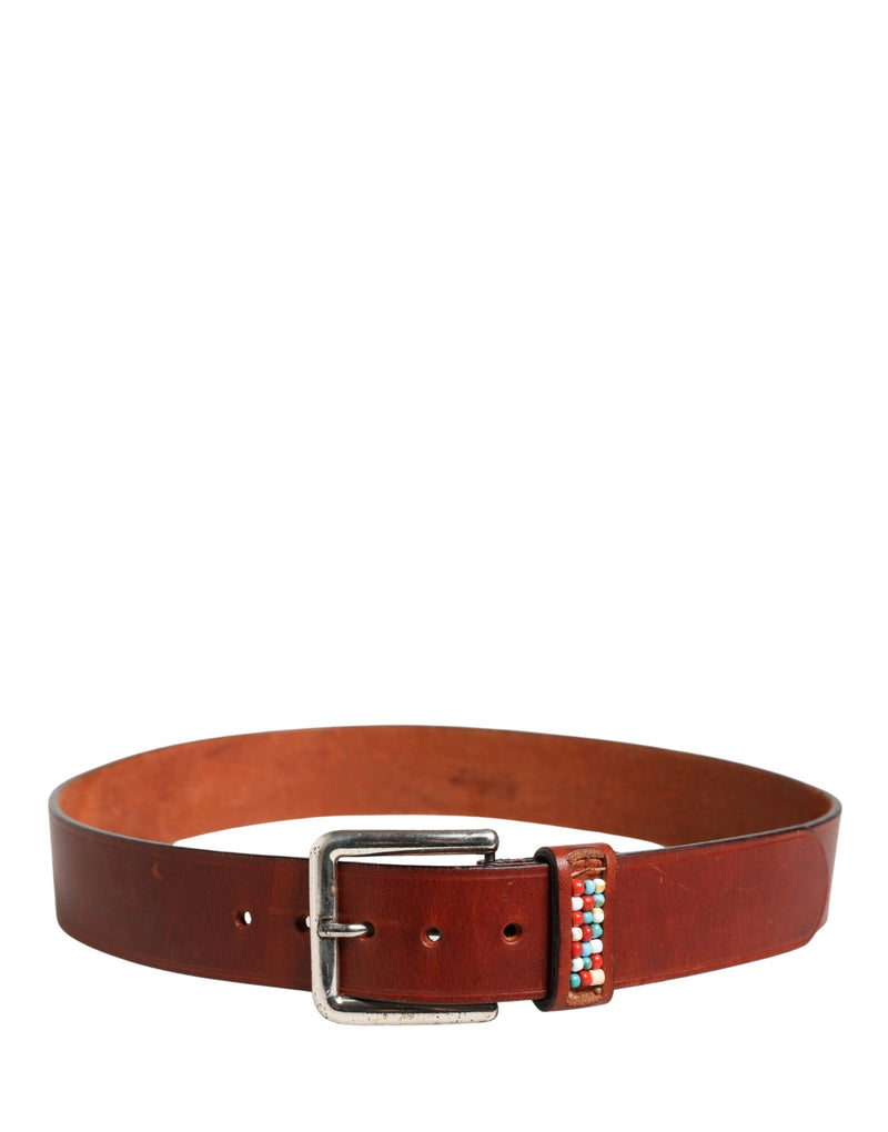 GF Ferre Bordeaux Wide Leather Waist Belt with Gold & Silver Buckle