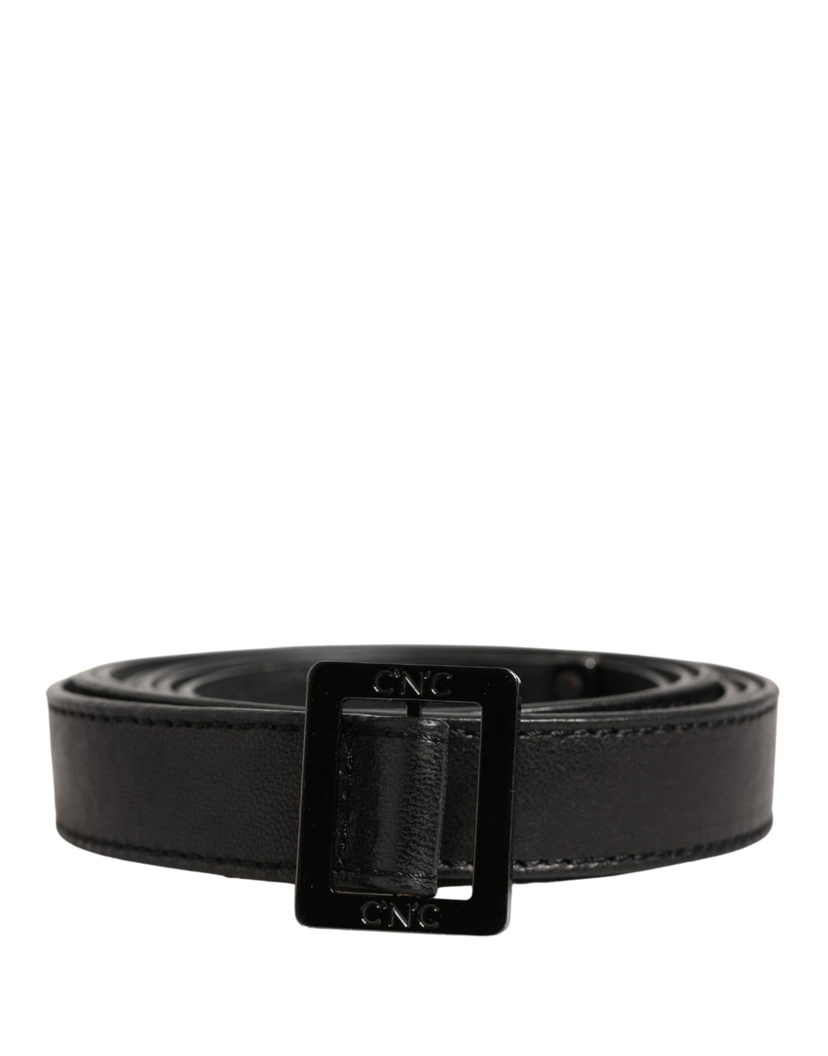 Costume National Ceinture en Cuir Noir avec Boucle Métallique Carrée