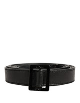 Costume National Ceinture en Cuir Noir avec Boucle Métallique Carrée