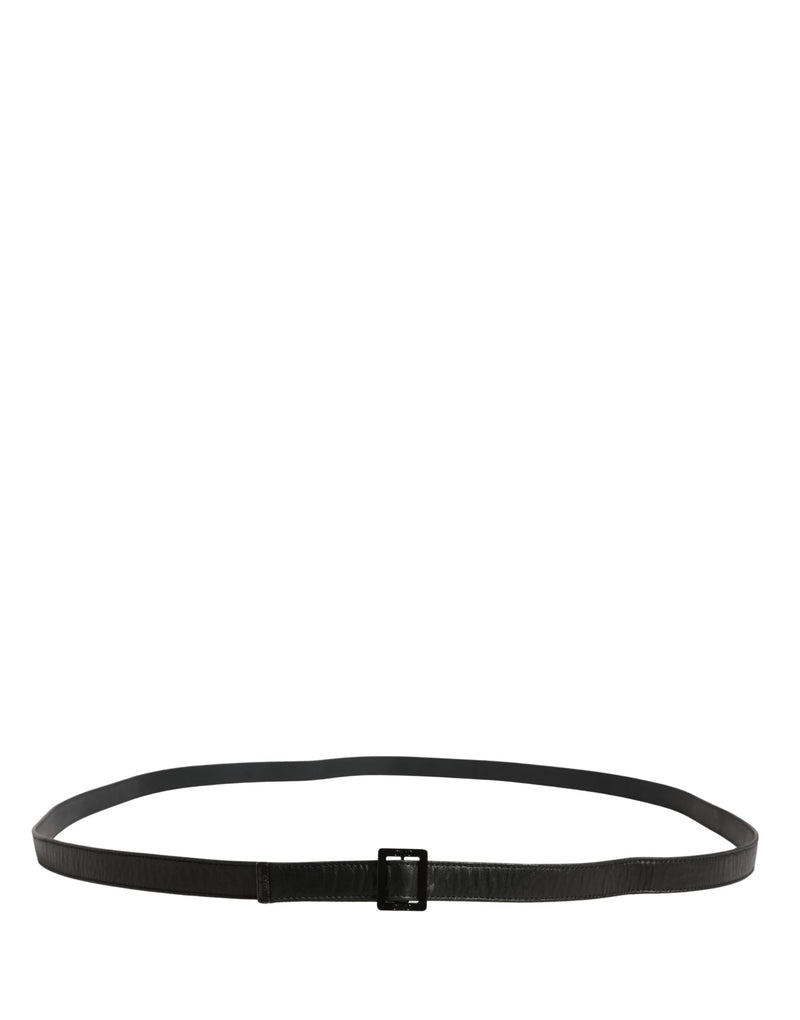 Costume National Ceinture en Cuir Noir avec Boucle Métallique Carrée