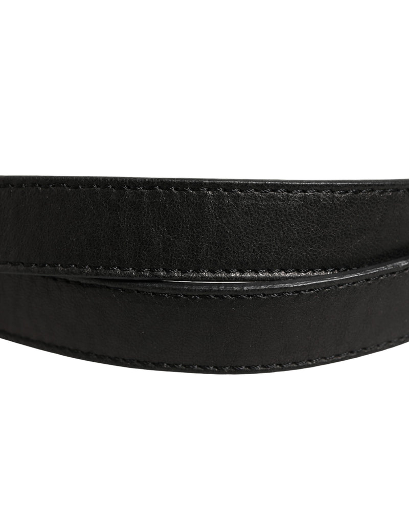 Costume National Ceinture en Cuir Noir avec Boucle Métallique Carrée