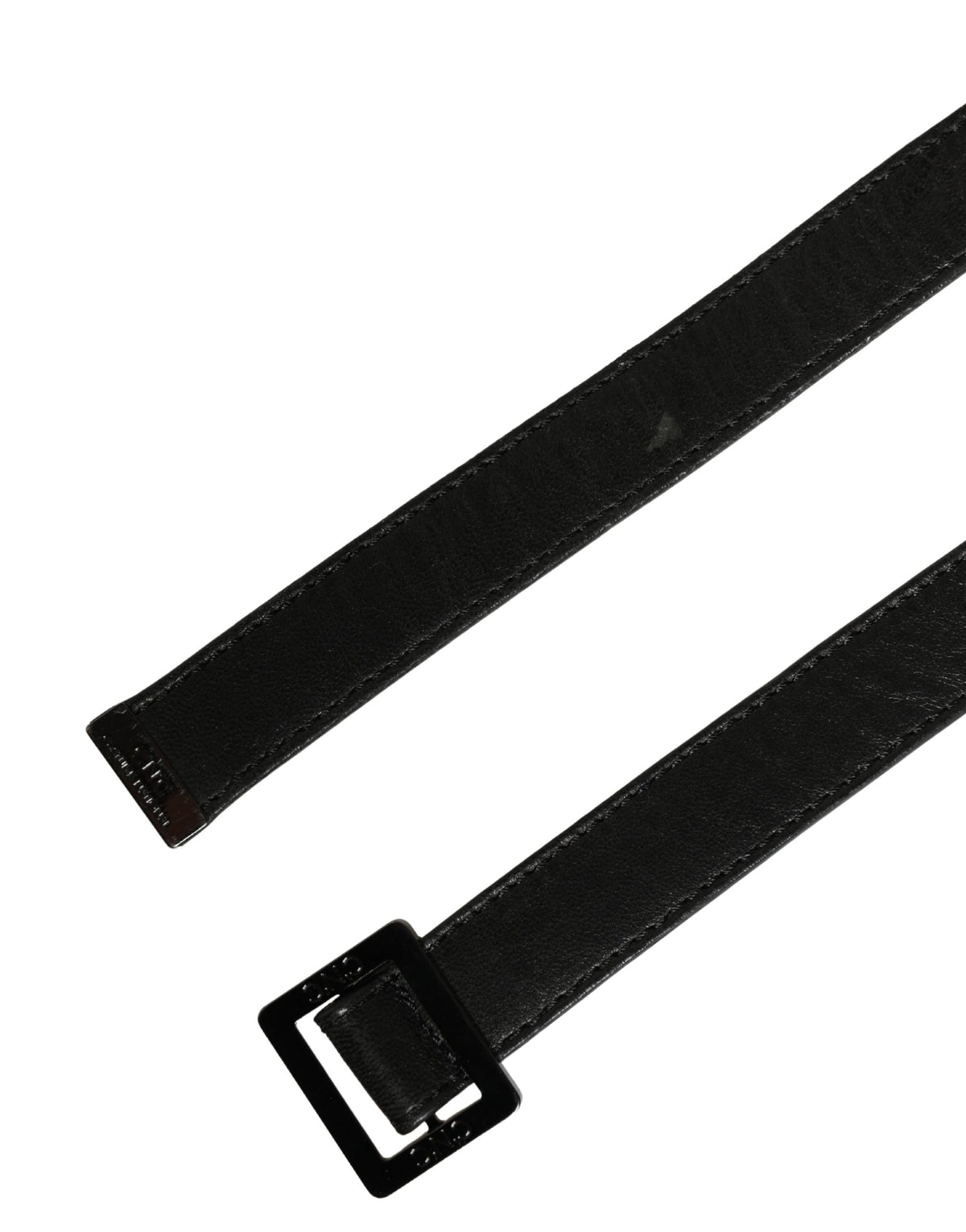 Costume National Ceinture en Cuir Noir avec Boucle Métallique Carrée