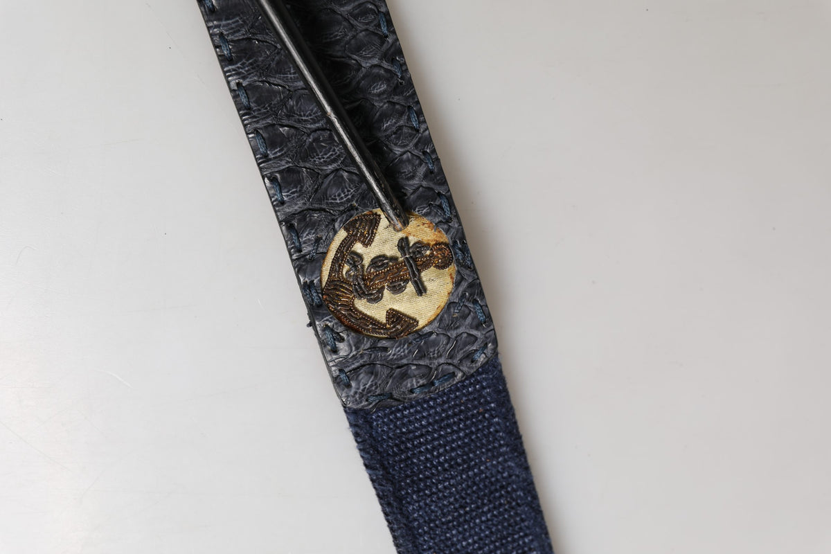 Ermanno Scervino Dark Blue Canvas Belt with Silver Buckle