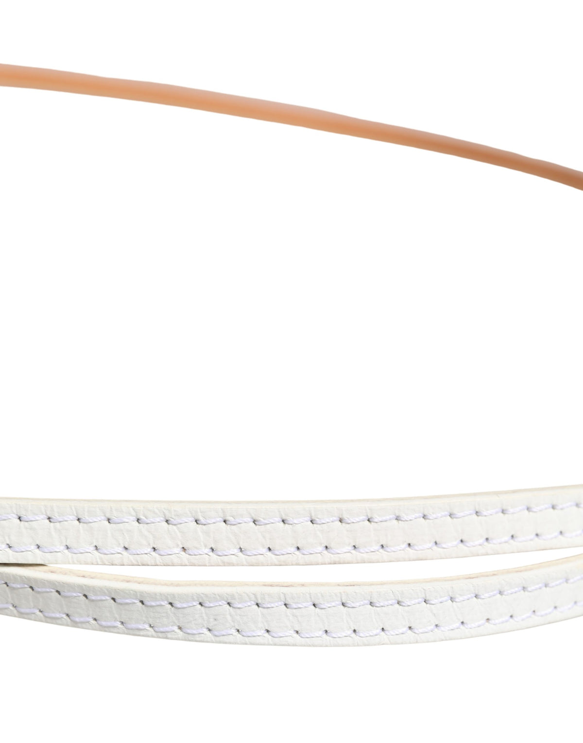 Ermanno Scervino White Leather Skinny Belt with Gold Buckle