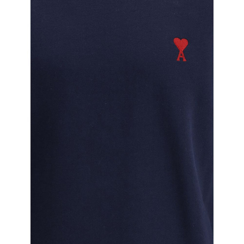 Ami Paris Blue Cotton Sweatshirt - Essential Comfort Wear