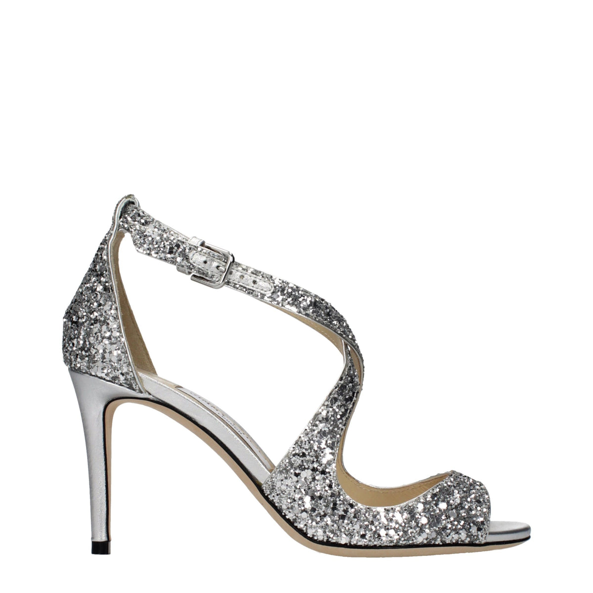 Sandales à brides Jimmy Choo Emily en plastique gris pour femmes