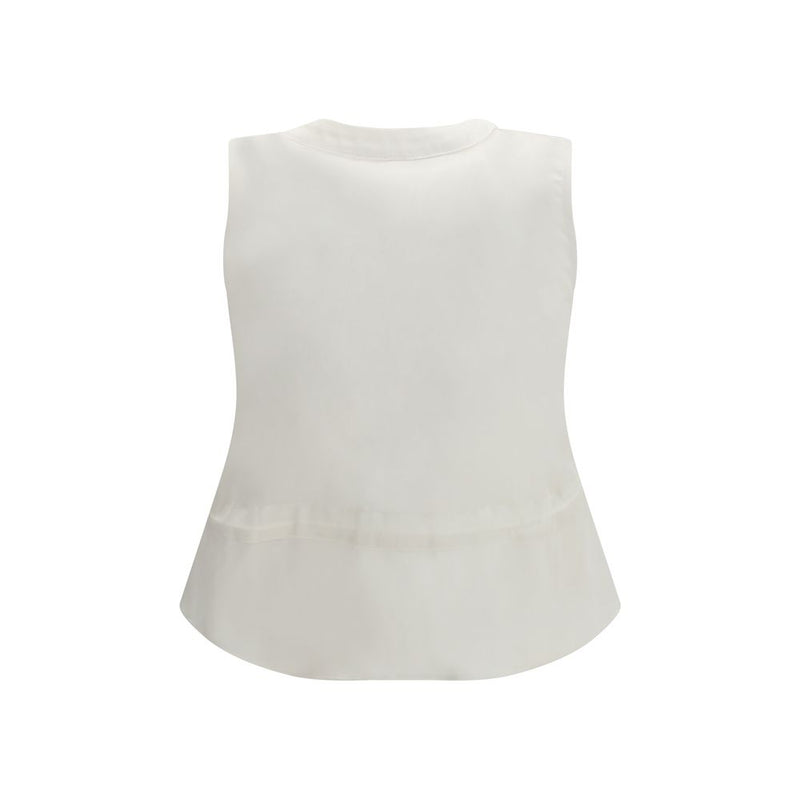 Sacai White Cotton Waistcoat with Chiffon Back for Women