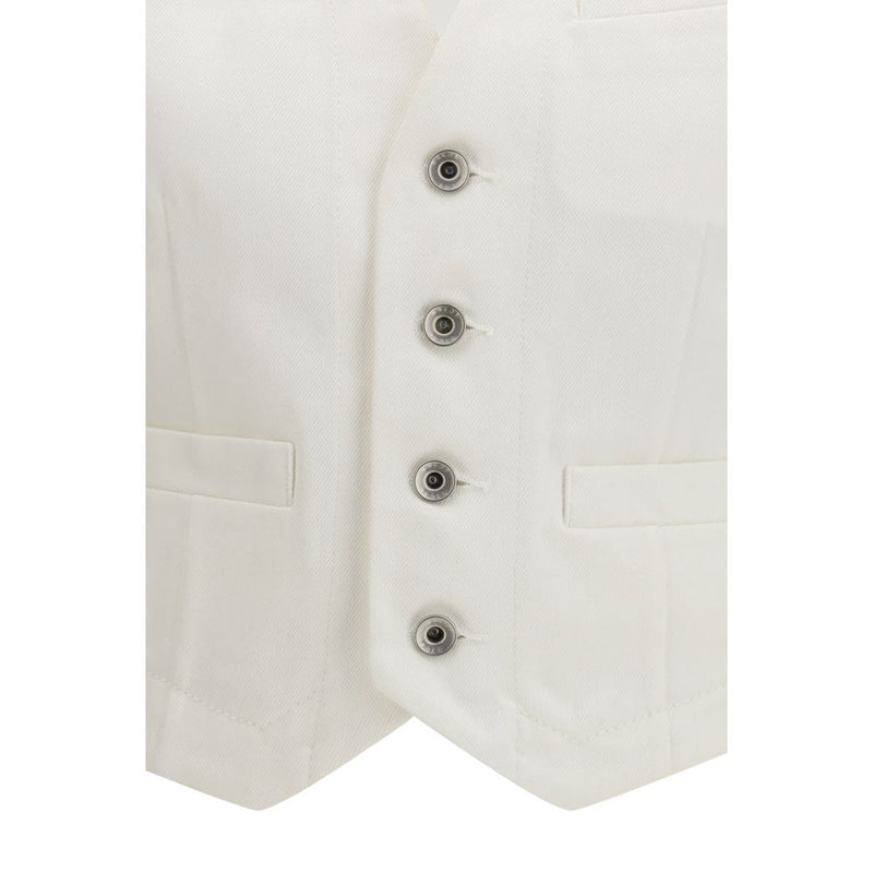 Sacai White Cotton Waistcoat with Chiffon Back for Women