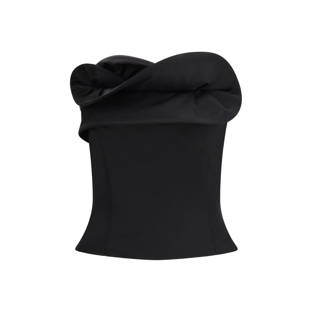 Magda Butrym Black Fleece Wool Corset Top