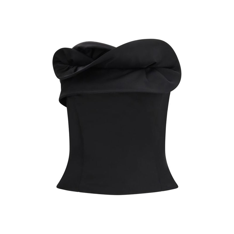 Magda Butrym Black Fleece Wool Corset Top