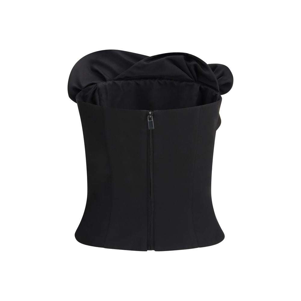 Magda Butrym Black Fleece Wool Corset Top