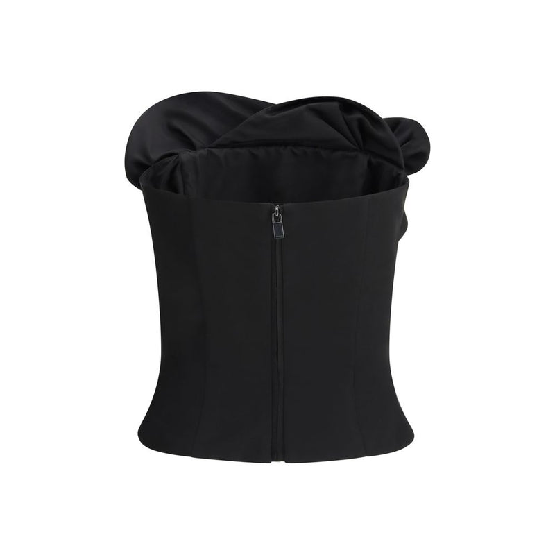 Magda Butrym Black Fleece Wool Corset Top