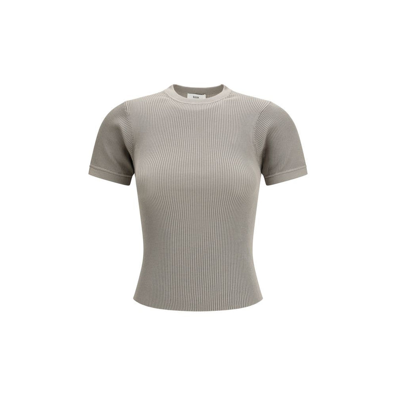 RIER Beige Silk T-Shirt - Elegant Slim Fit for Women